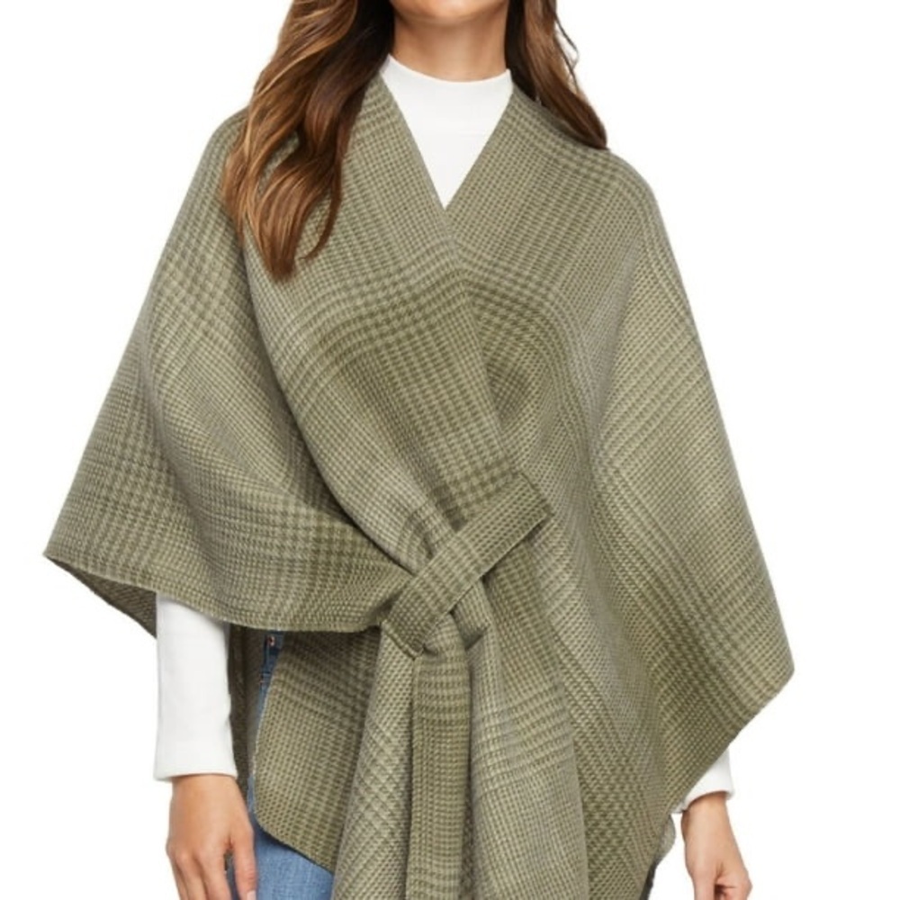 NWT Woolrich Reversible Wrap Green Plaid Lux Warmth One Size Gift Cozy Shawl - Picture 3 of 7